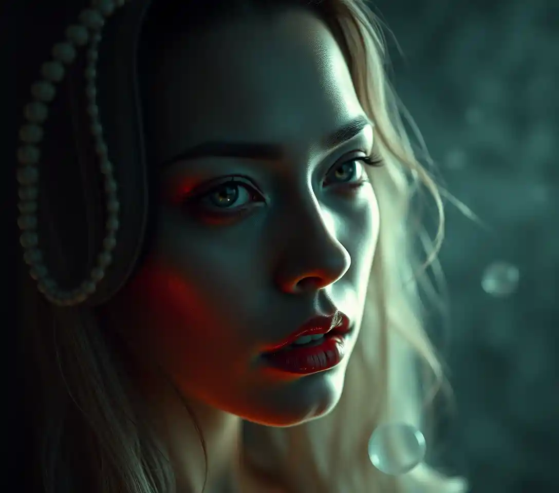 Surreal death angel woman in a dark sensual portrait