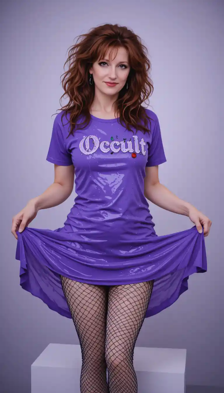Casual portrait of a girl with wet pigtails and purple shirt