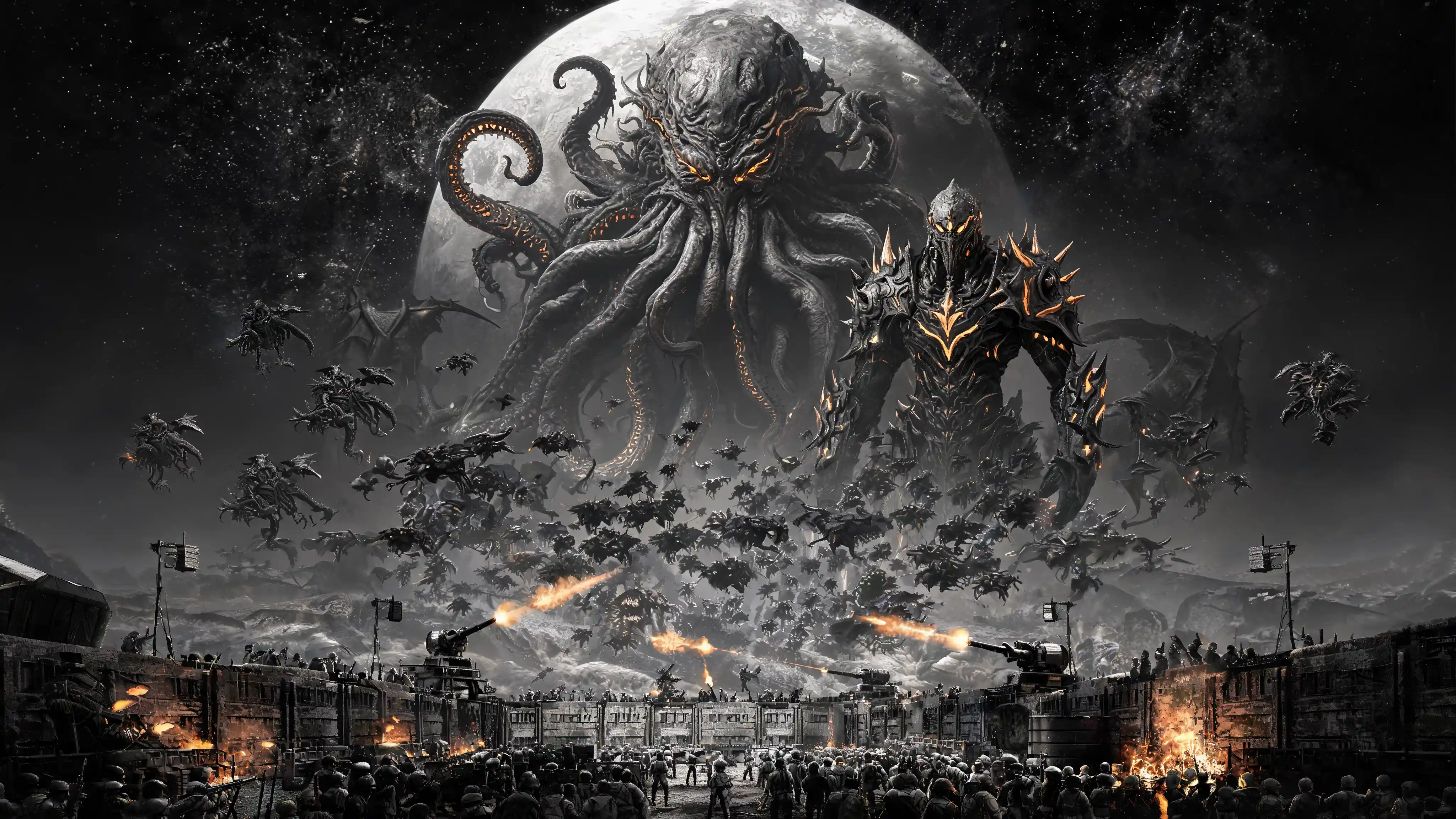 Colossal cosmic overlord unleashing forces in outer space