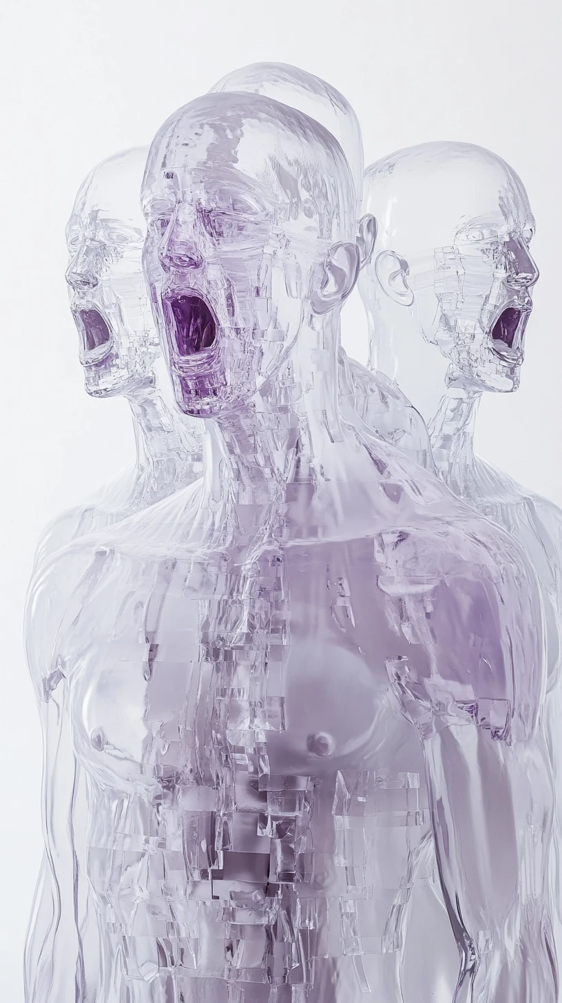 Translucent Humanoid Figures In Surreal Cathedral Formation