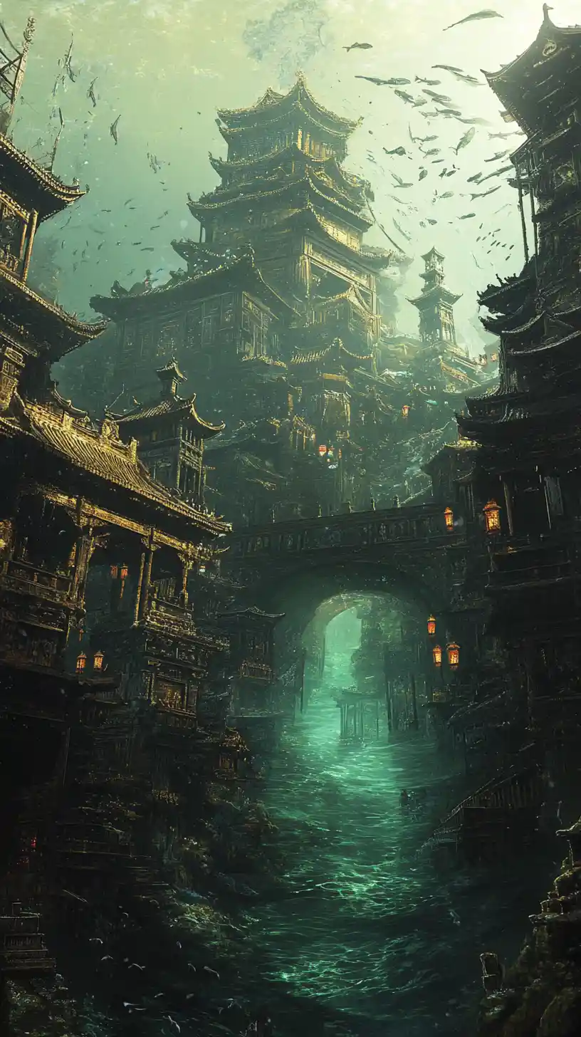 Sunken ancient Chinese city revealed beneath receding ocean waters