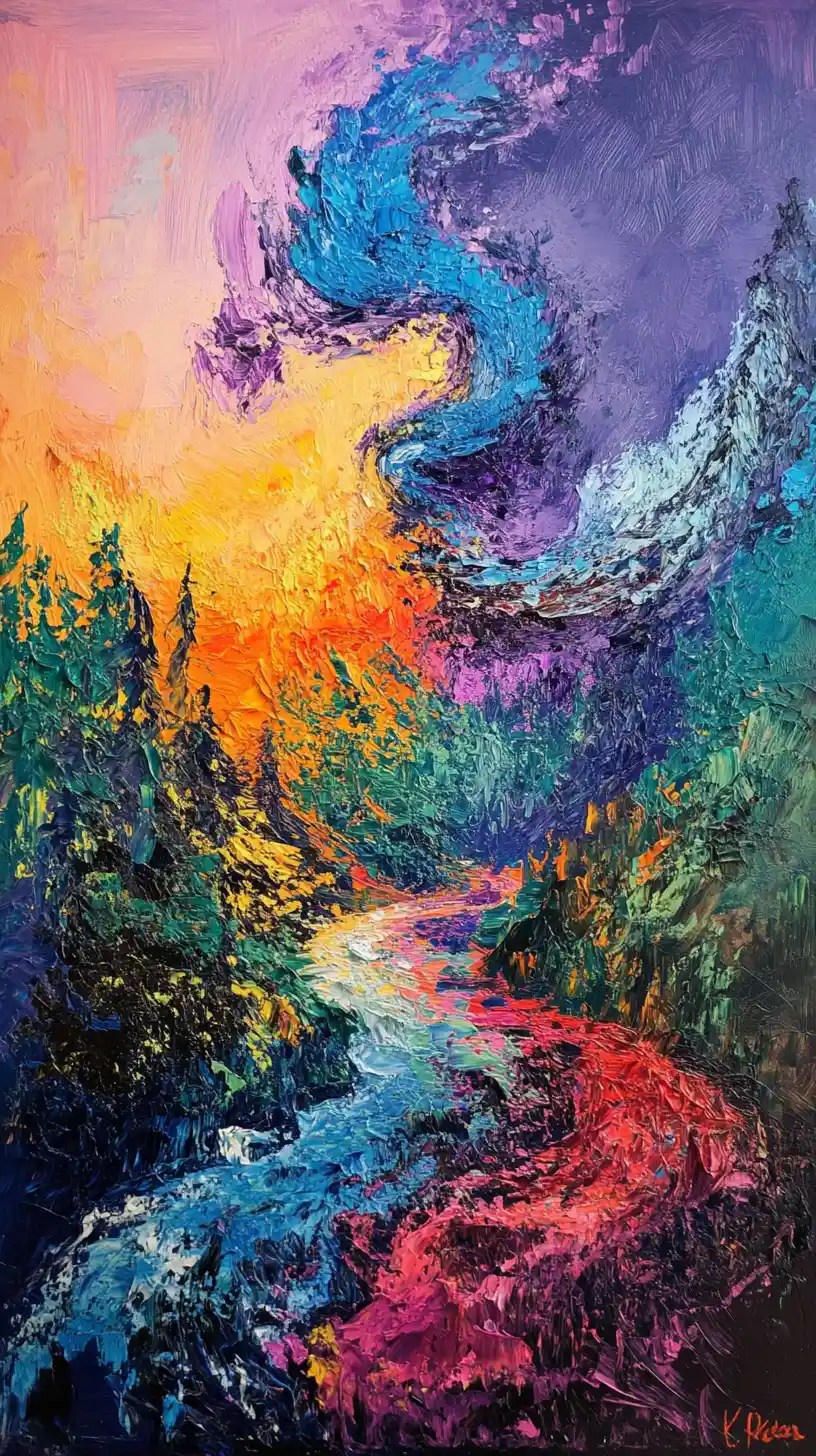 Mountain Peaks Rising Above A Deep River Valley