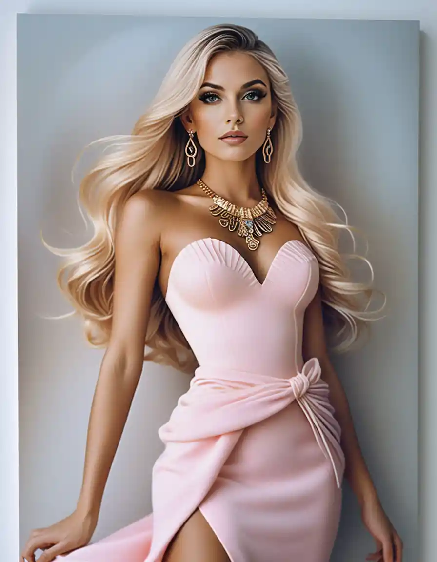 Solarpunk blonde woman in futuristic elegant gown