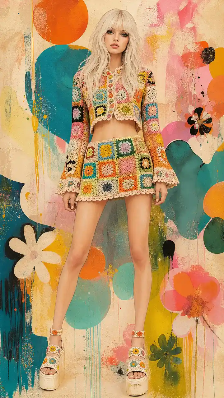 Full length digital painting of a stylish woman portrait