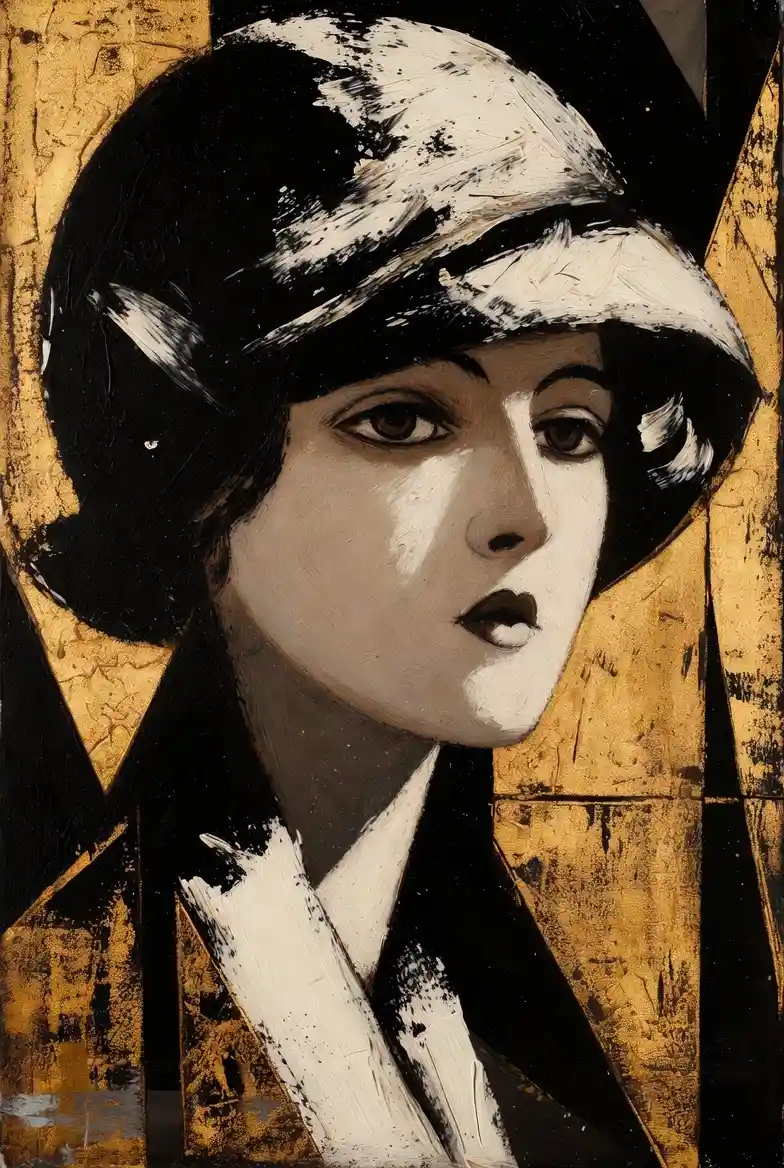 Expressive semi profile portrait of a lady in a hat
