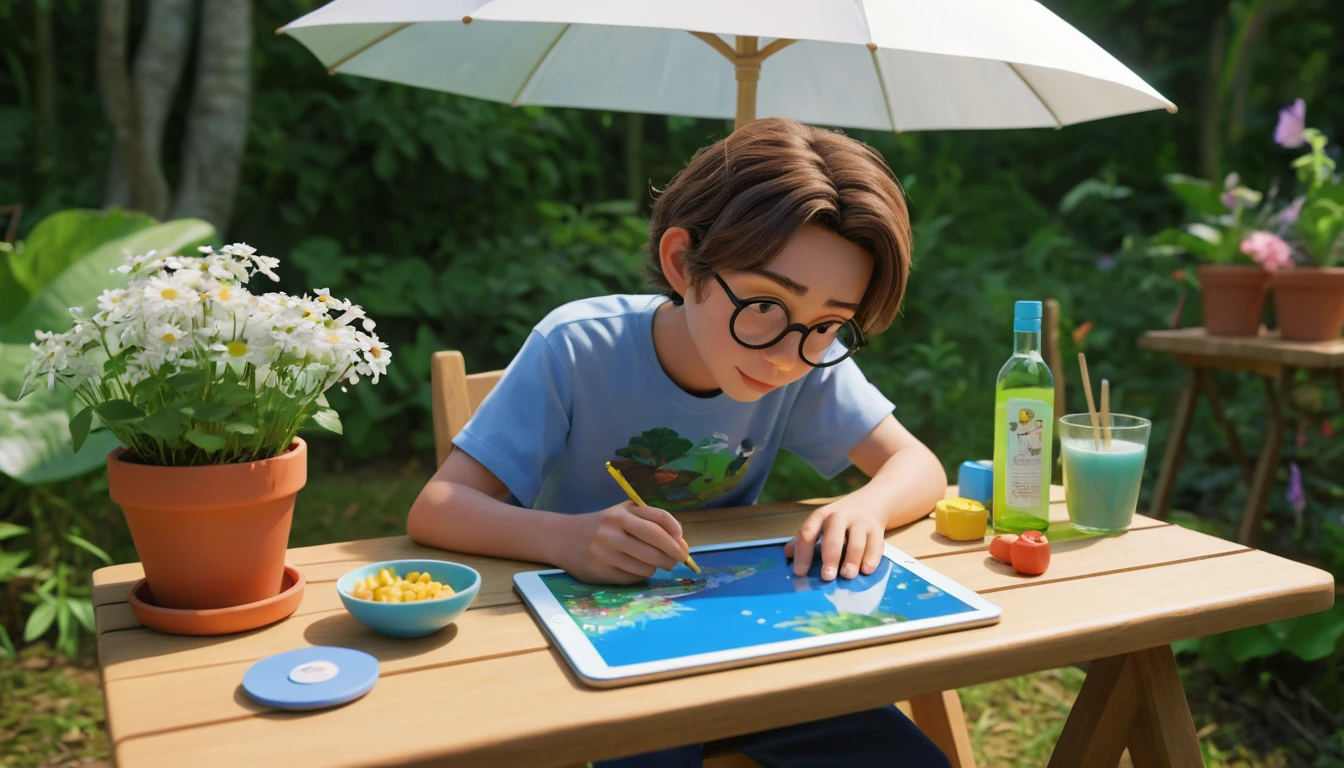 Child playing Roblox on a tablet at an indoor table