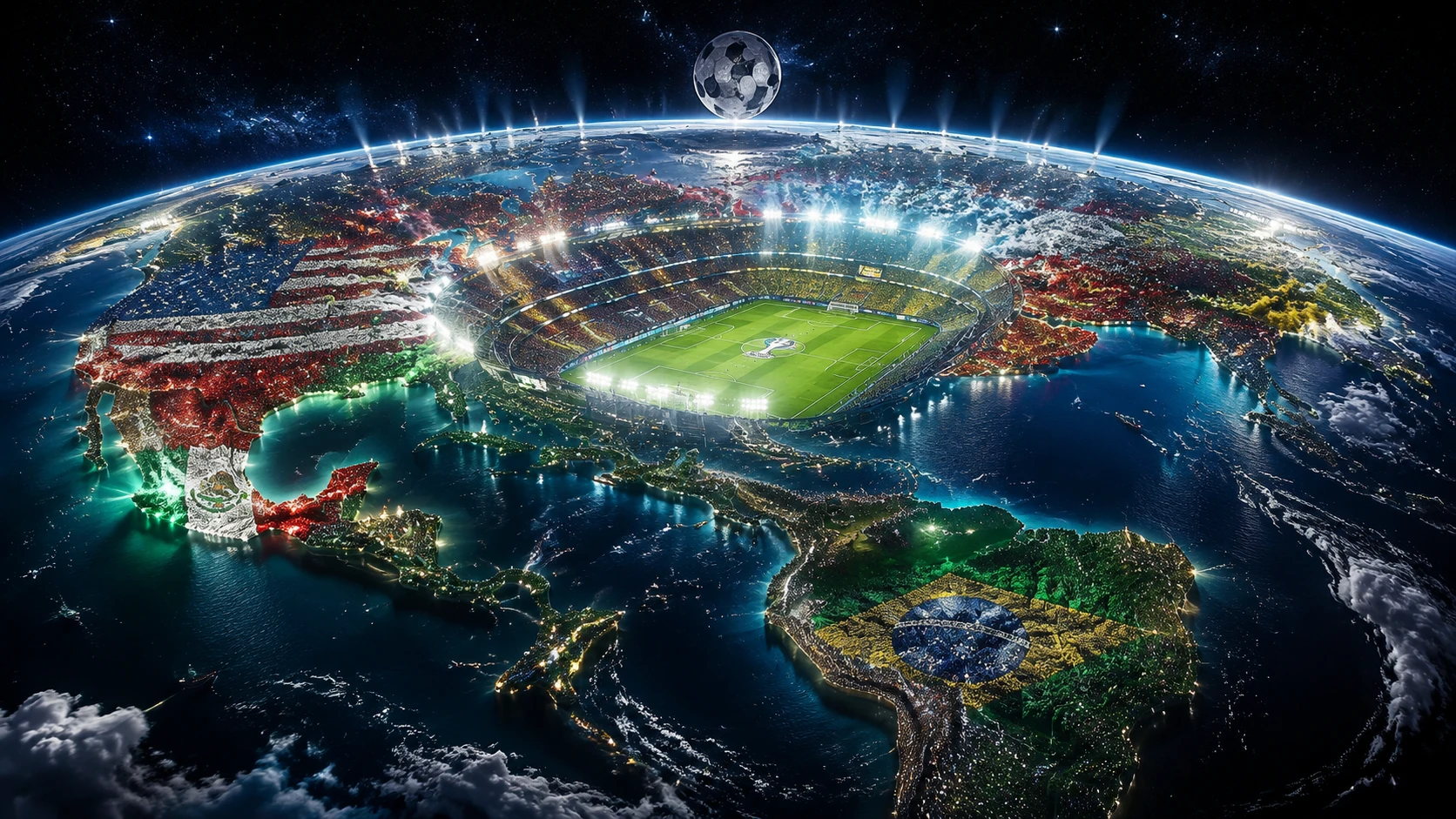 Planet Earth Shaped As A Vast World Cup Soccer Stadium