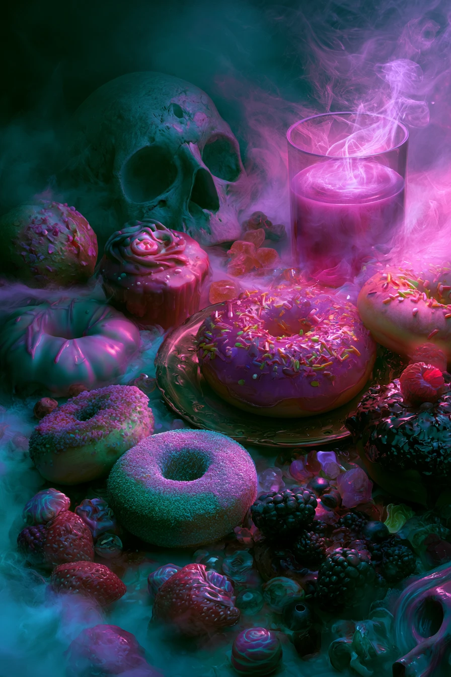 Abstract vision of slow release toxin in ominous colors