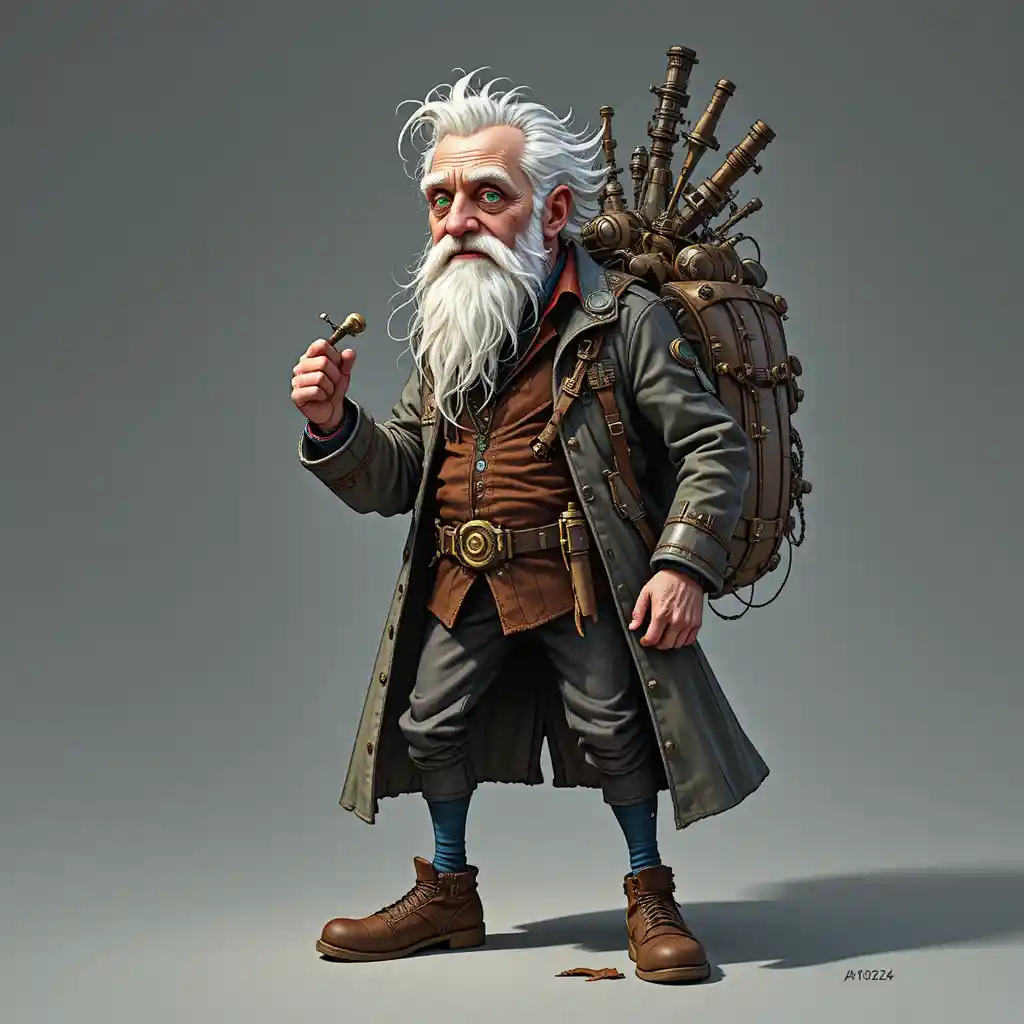 Eccentric Old Explorer With Scroll And Staff