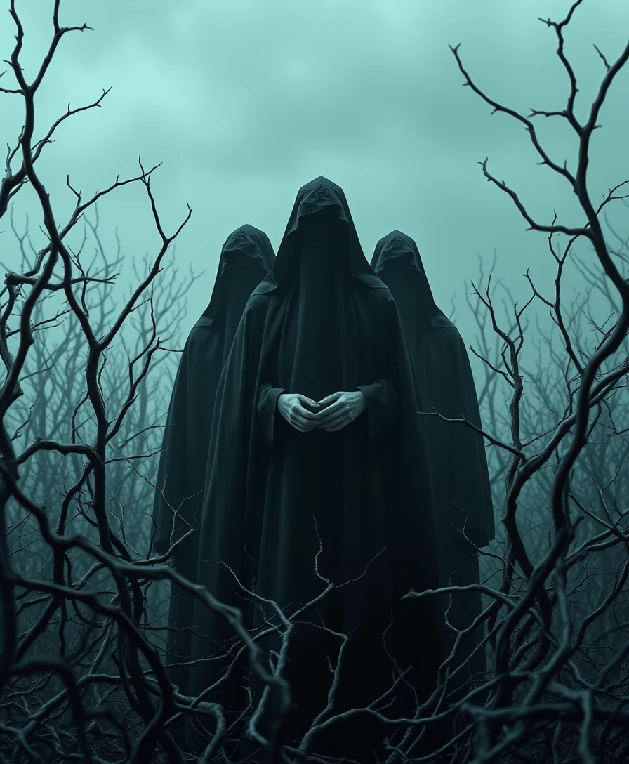 Hooded choir in a thorny forbidden realm