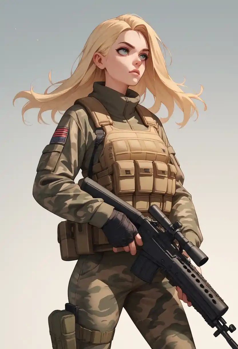 Girl In Camouflage Suit Holding A Paintball Gun