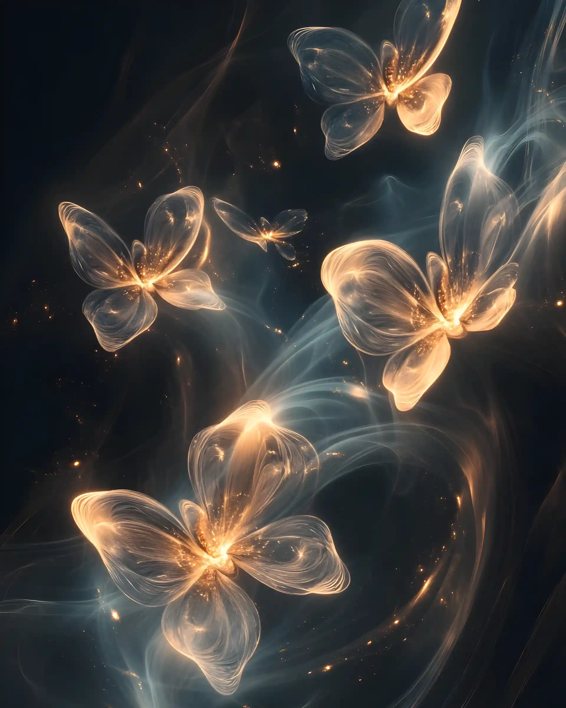 Glowing Lorenz Attractor As Swirling Ethereal Light Flowers
