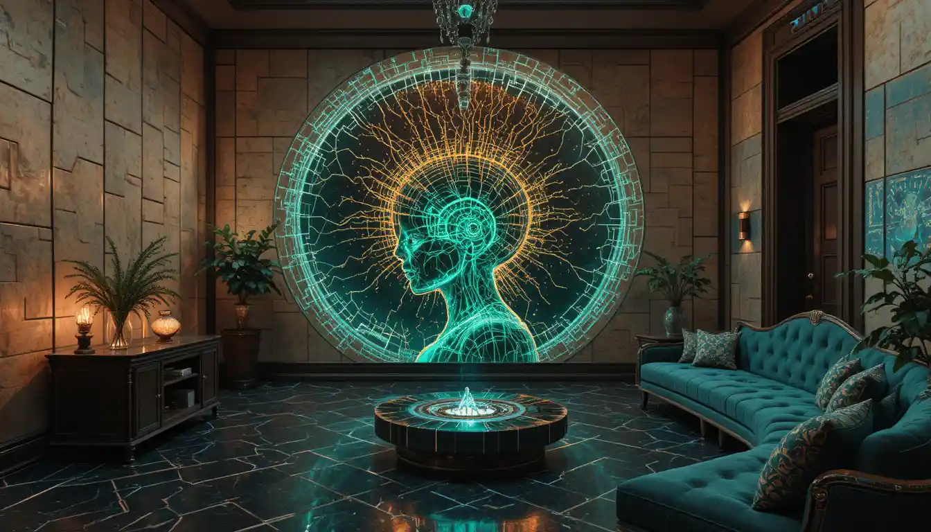 Ancient parchment torn open to reveal glowing green circuits