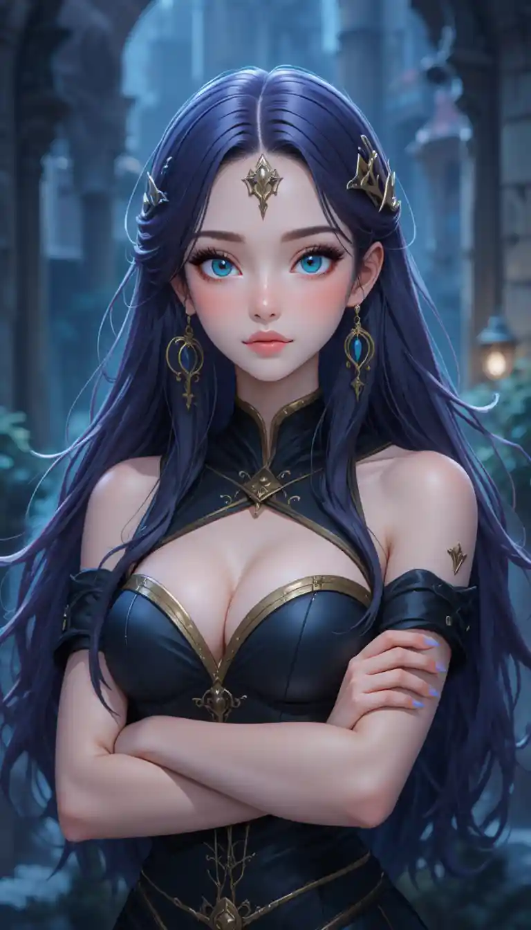 Young anime girl in a magical fantasy world