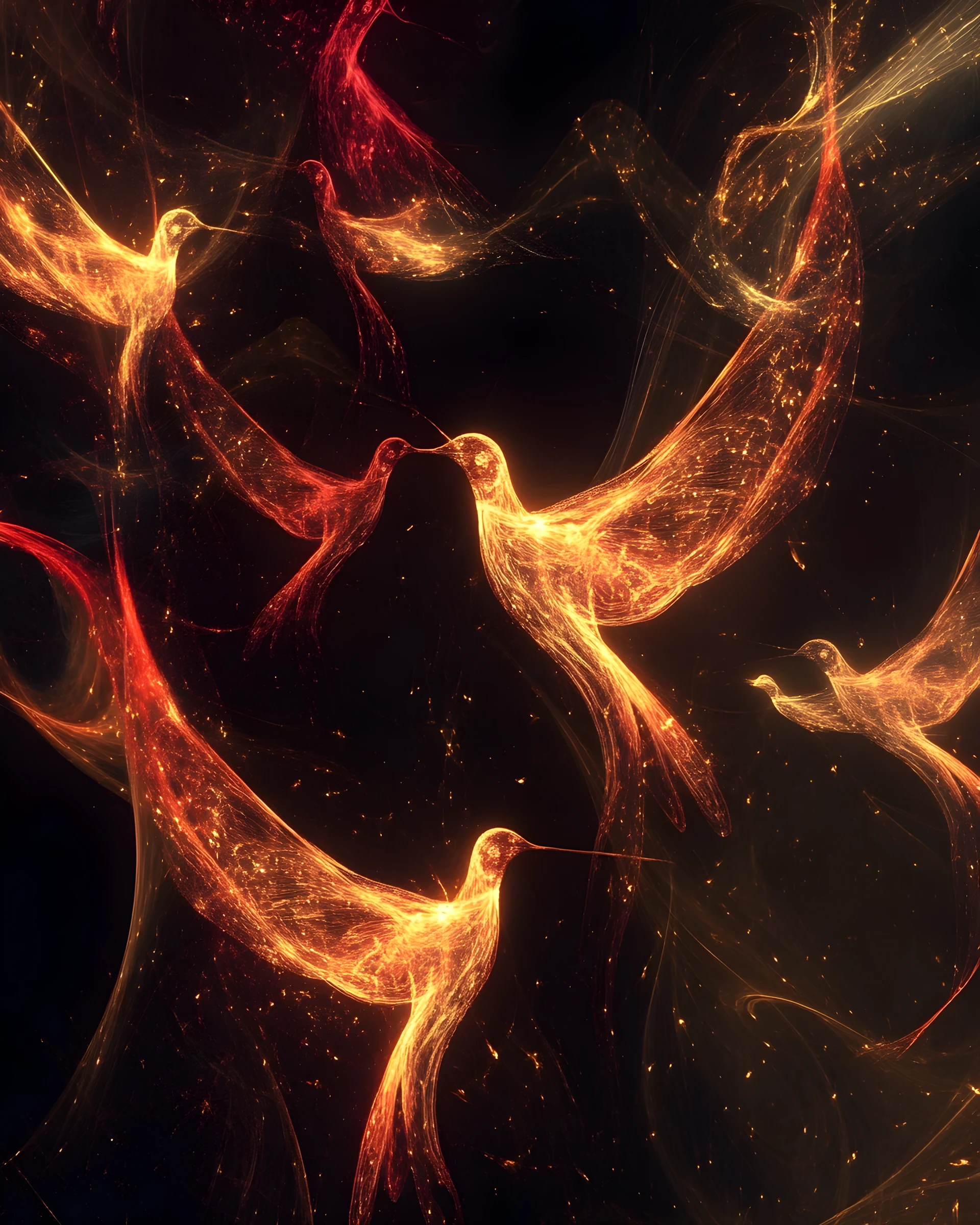 Glowing bird flock forming a chaotic lorenz attractor