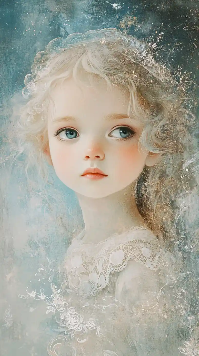 Dreamy fantasy girl with celestial storybook atmosphere