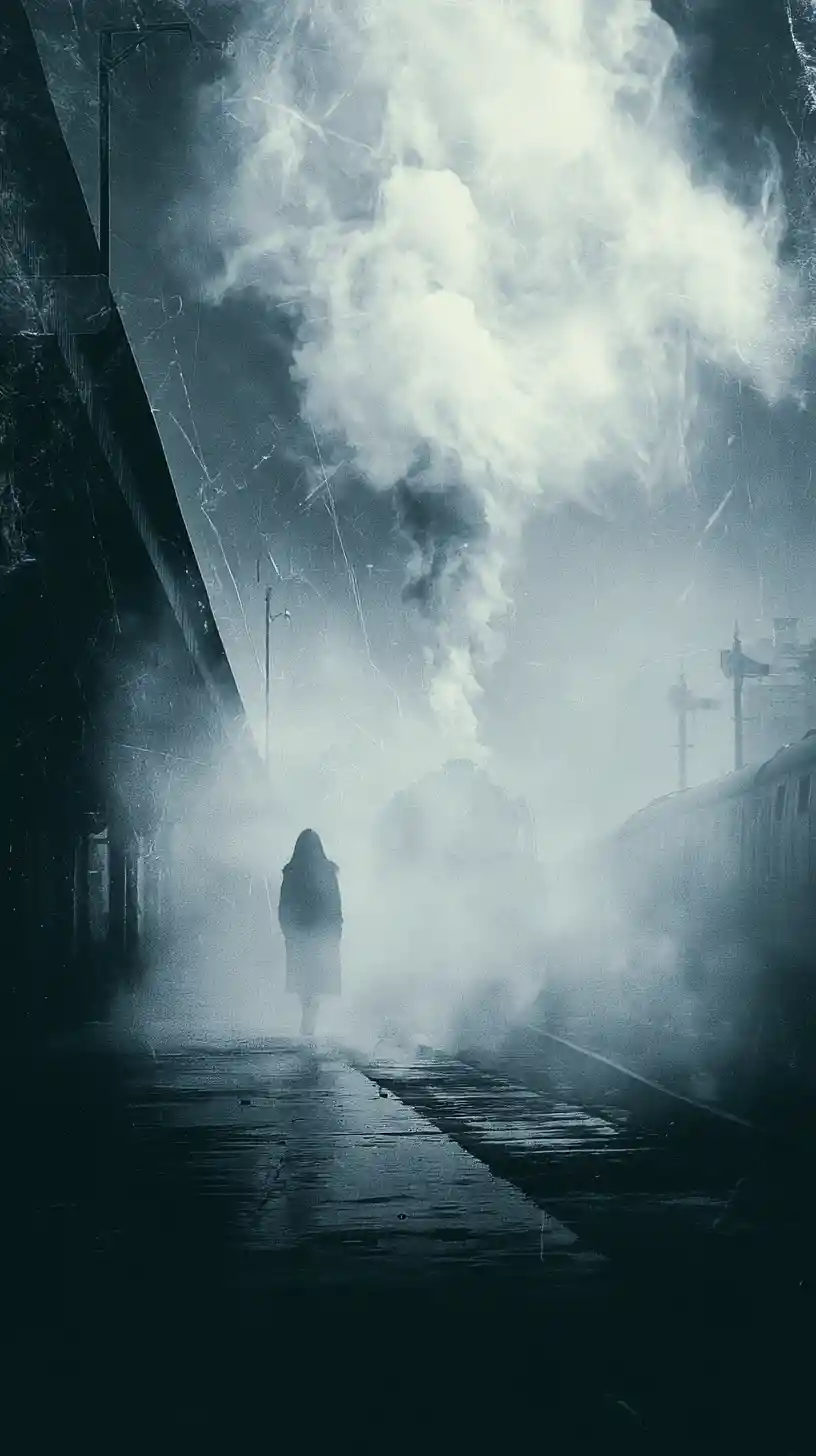 Surreal abstract scene of time fading into darkness