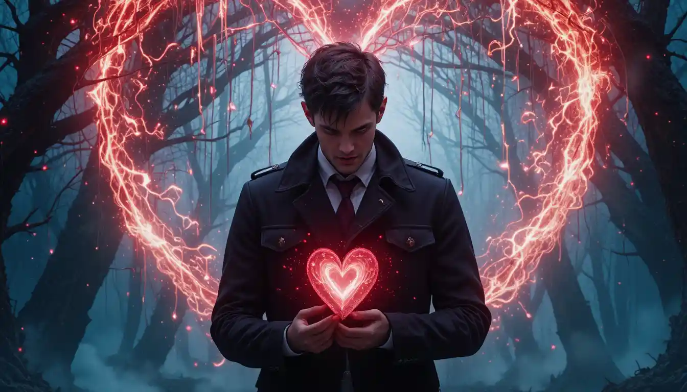 Man before the broken One Wish Willow under a dark omen