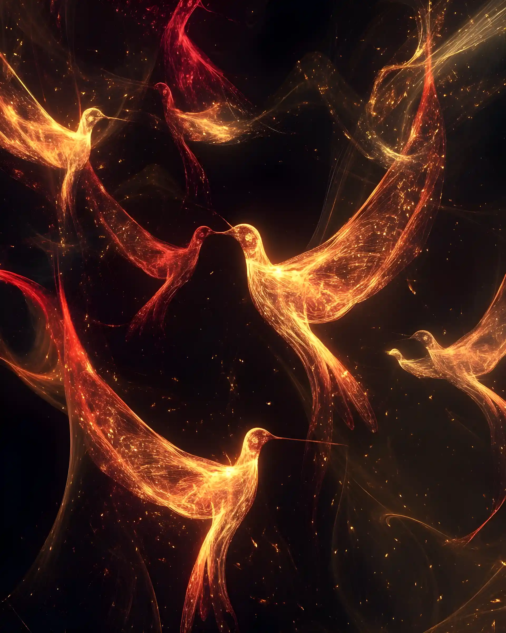 Glowing bird flock forming a chaotic lorenz attractor