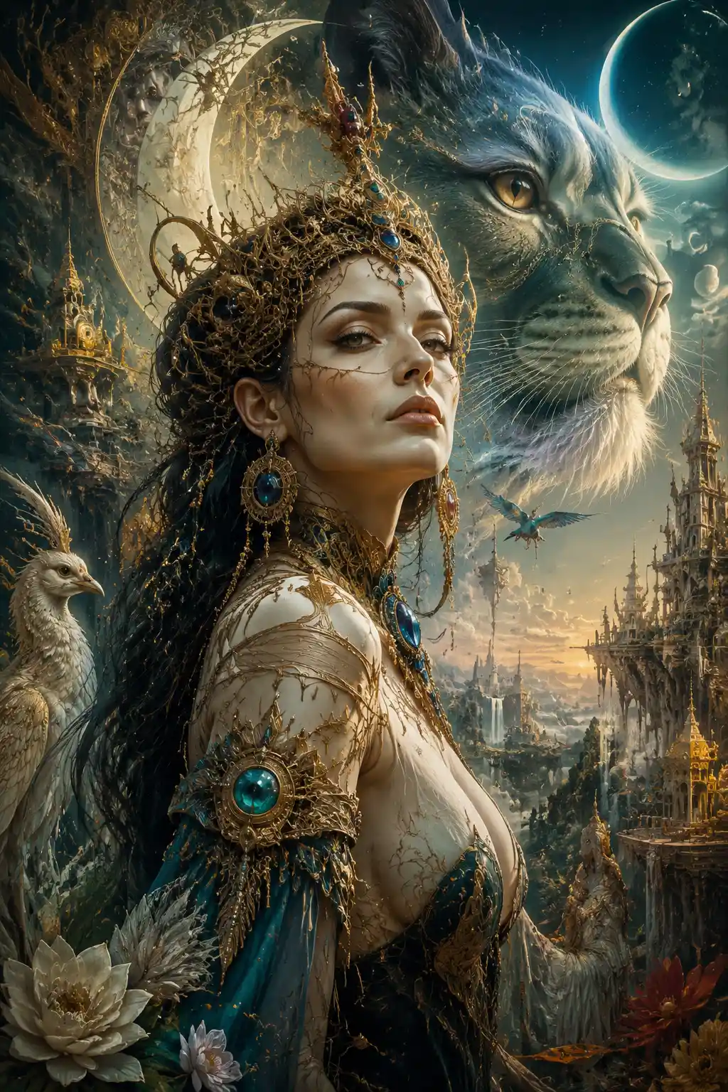 Mystical Ancient Queen In A Vivid Fantasy Realm
