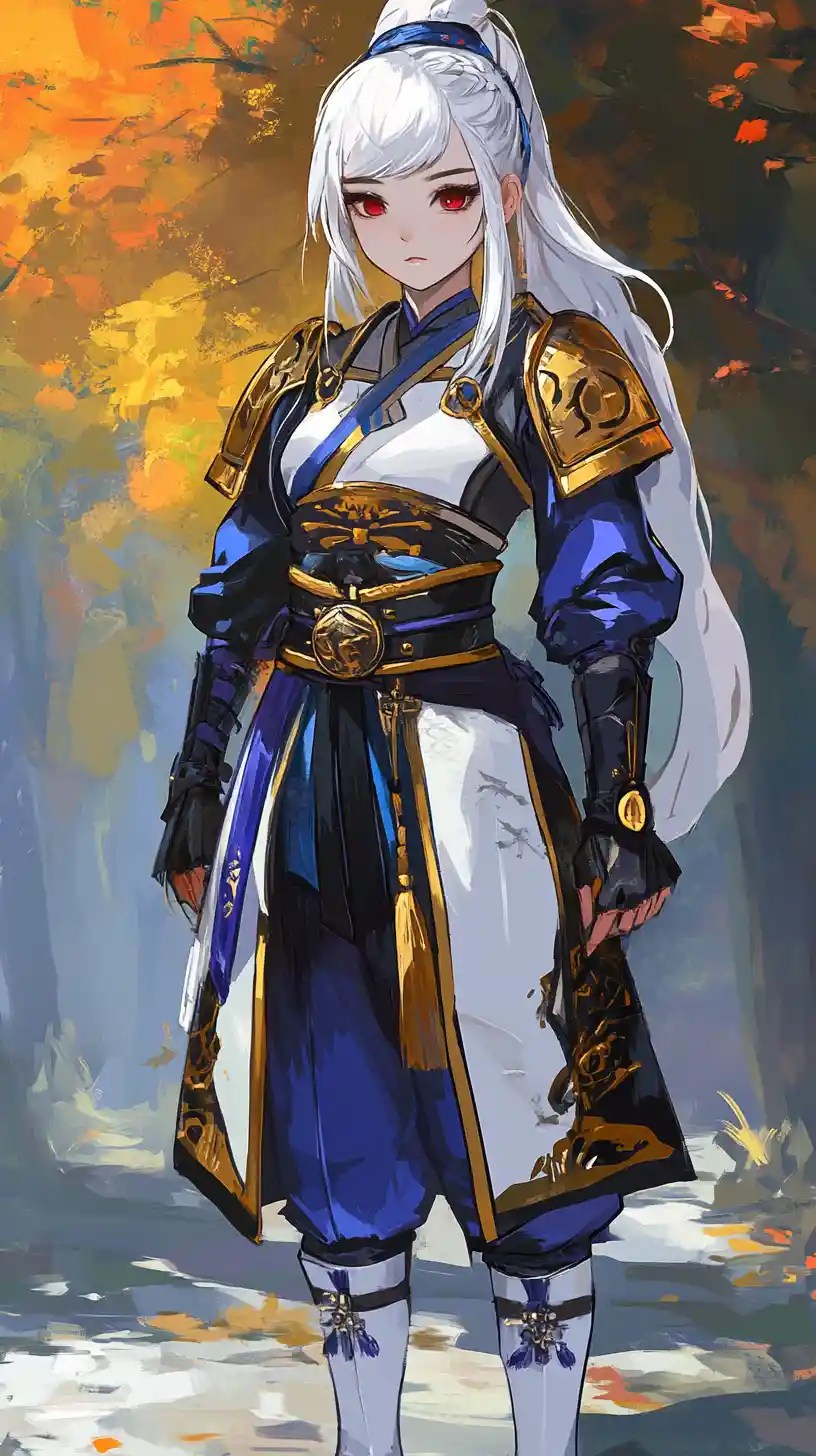 Armored fantasy girl with sword in spooky halloween scene