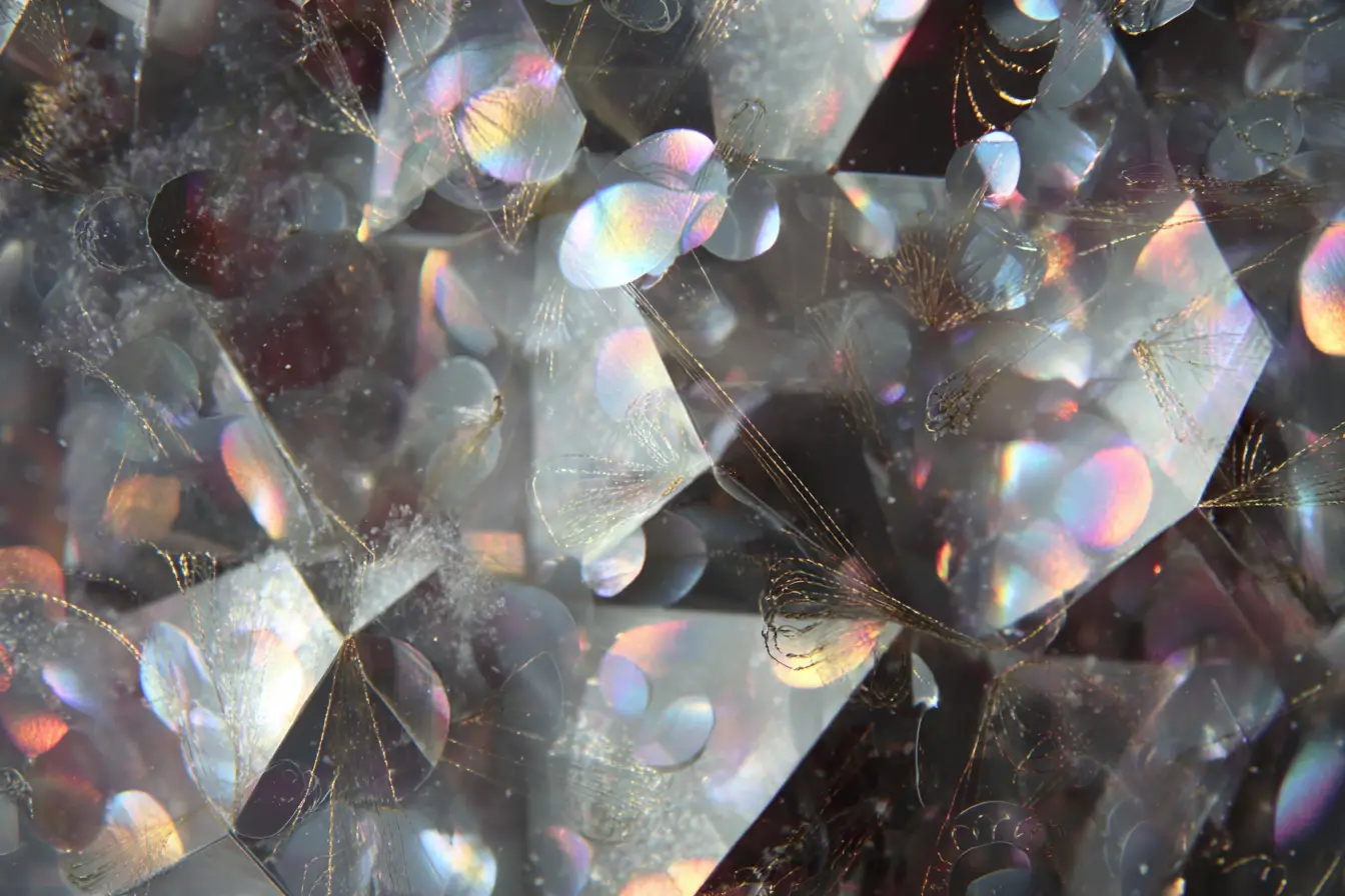 Op art geometric illusion with shimmering sequins and dust