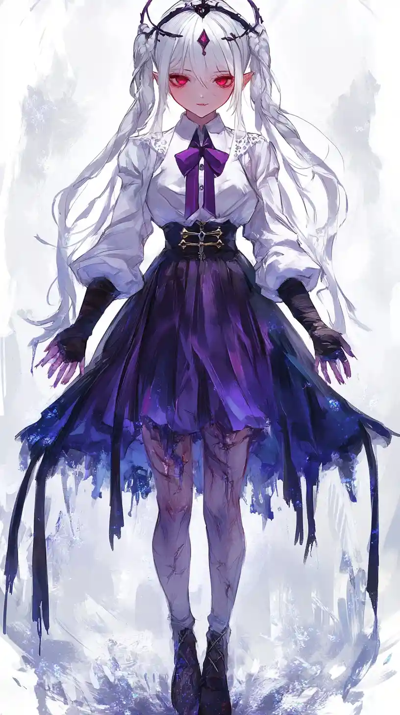 Anime girl warrior with battle hammer in crystal palace