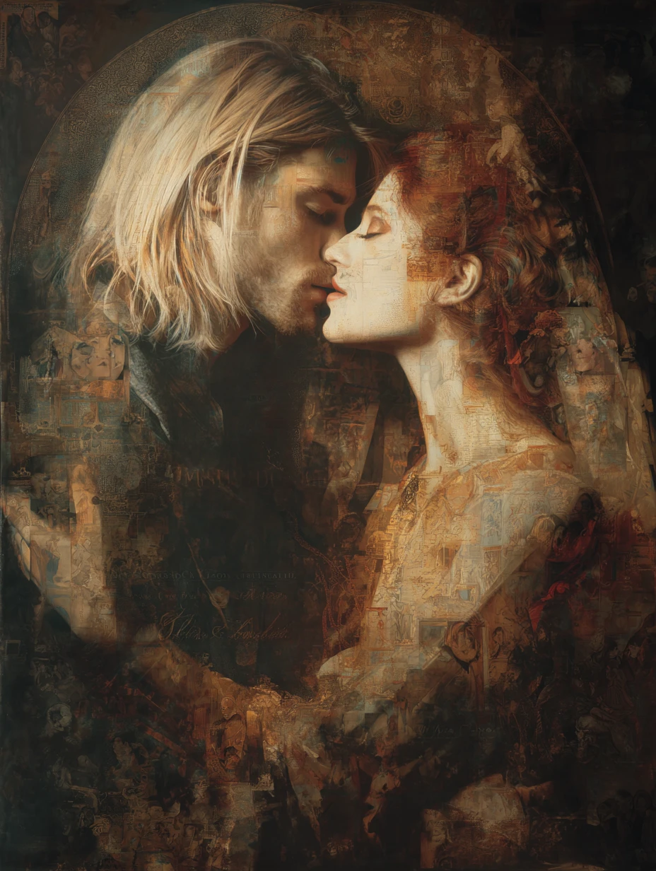 Romantic portrait of a couple in dreamy fantasy style