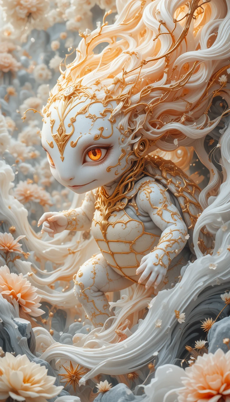 Mythical Spirit Creature By A White Fantasy Palace