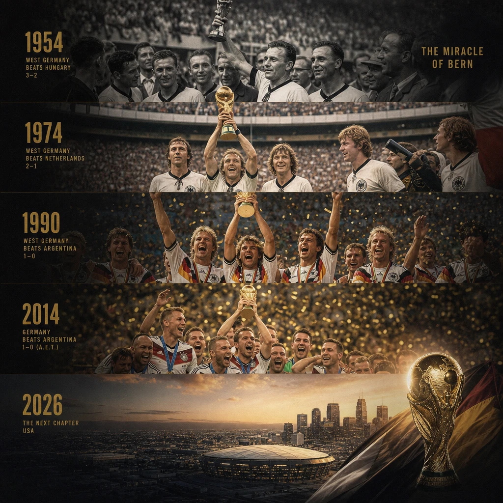 German soccer world cup champions across a historic timeline