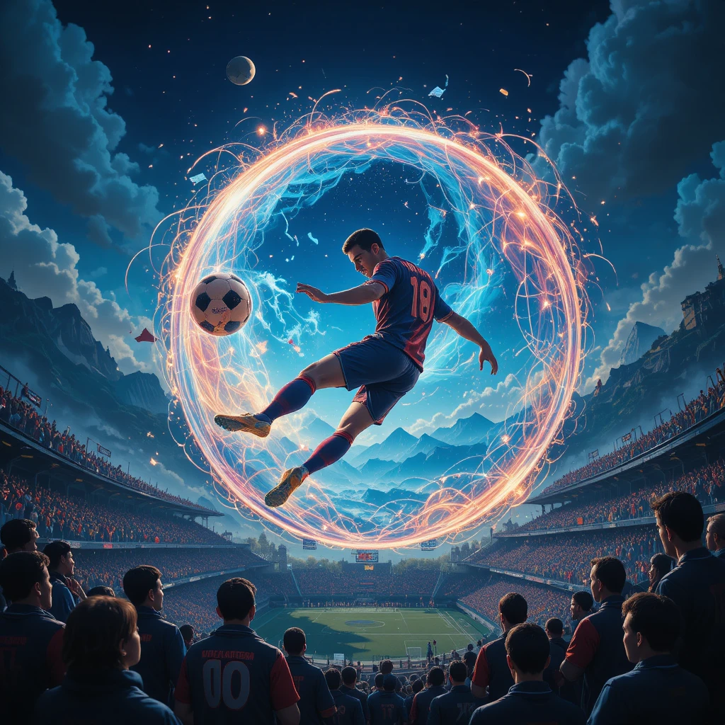 Soccer player kick ignites magical global chain reaction