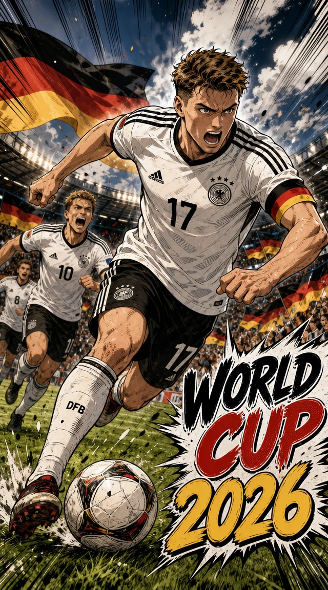 German soccer player with manga typography title