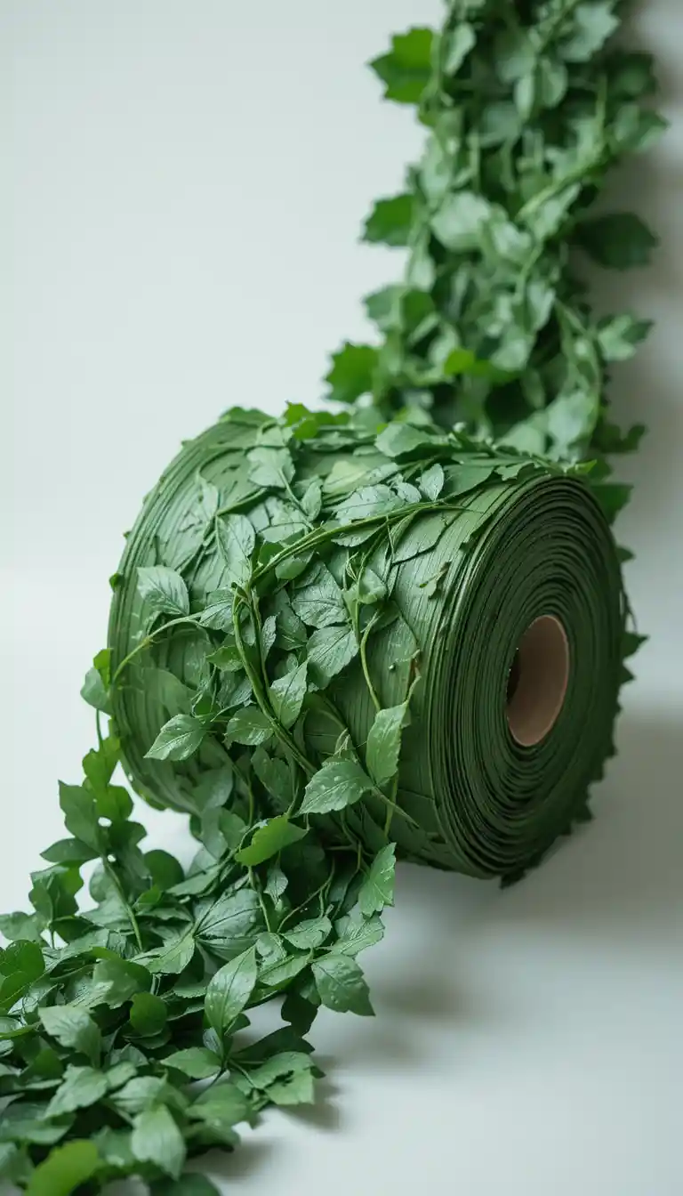 Macro fantasy roll of green leaf toilet paper