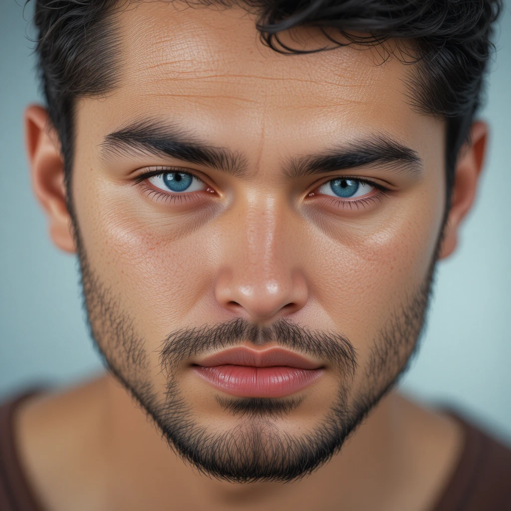 Realistic close up portrait of a mixed heritage man