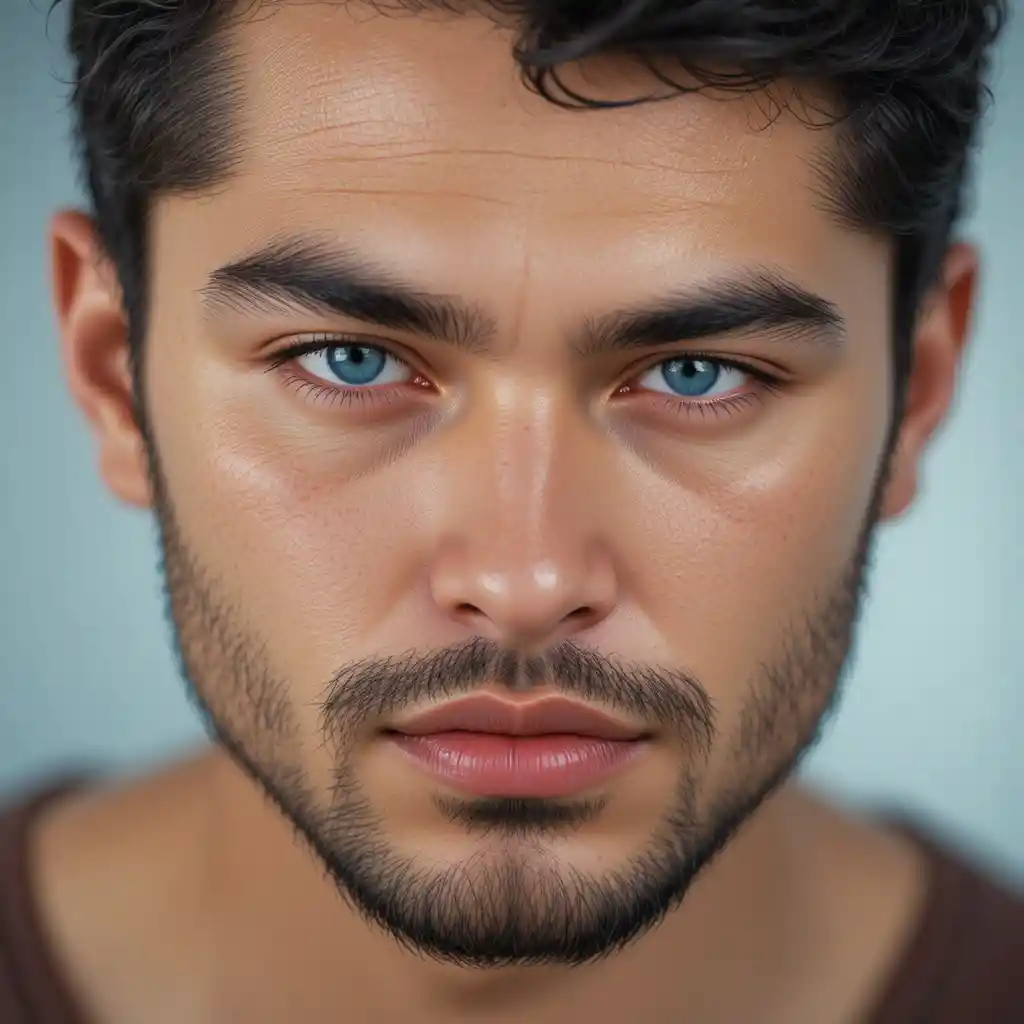 Realistic close up portrait of a mixed heritage man