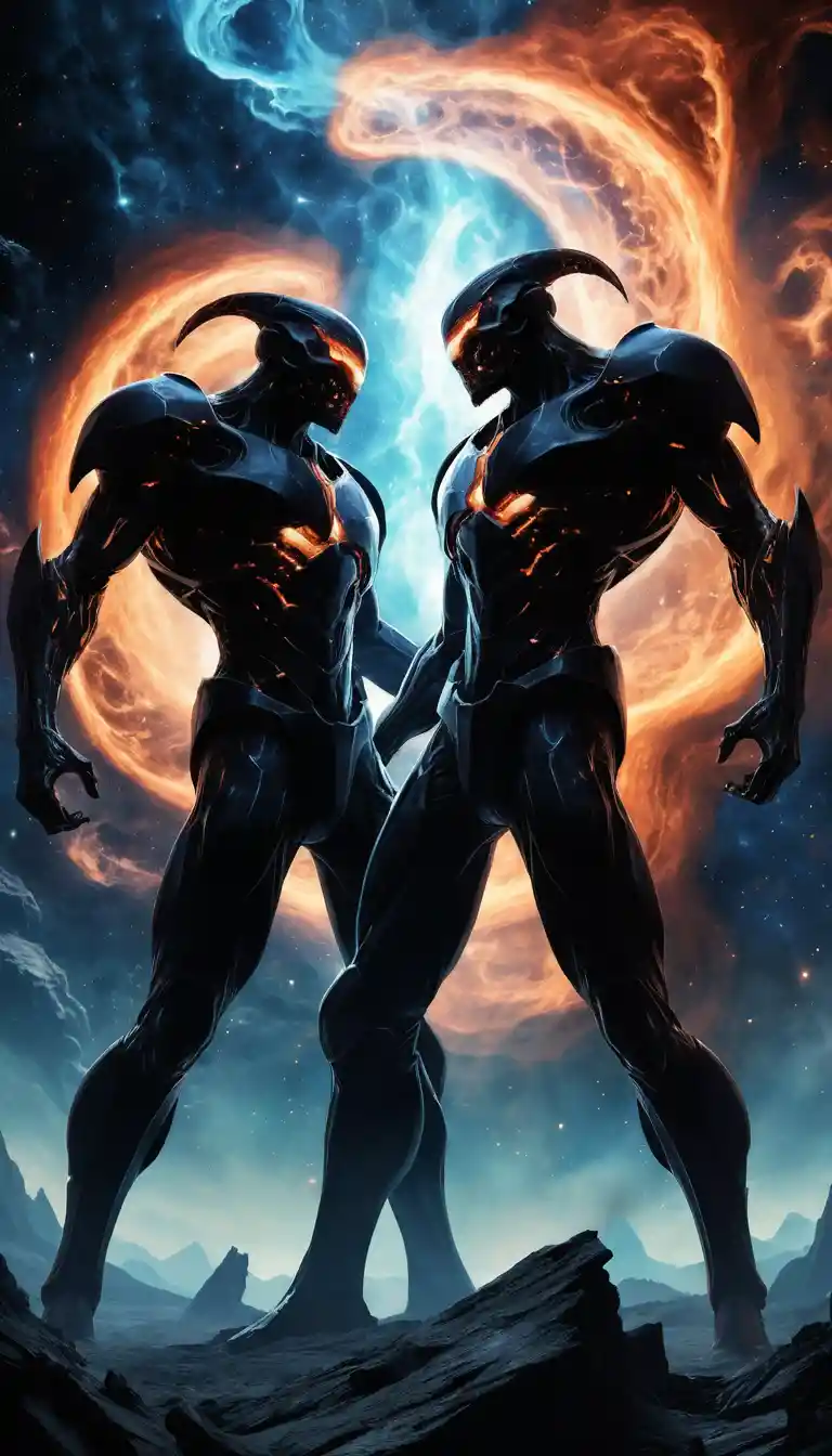 Cosmic twin deities locked in battle within a collapsing nebula
