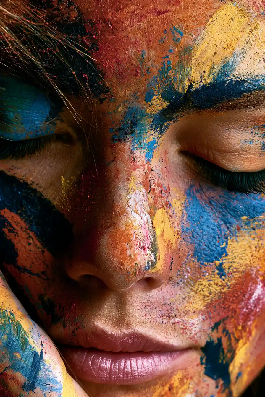 Colorful abstract portrait of a woman as living art