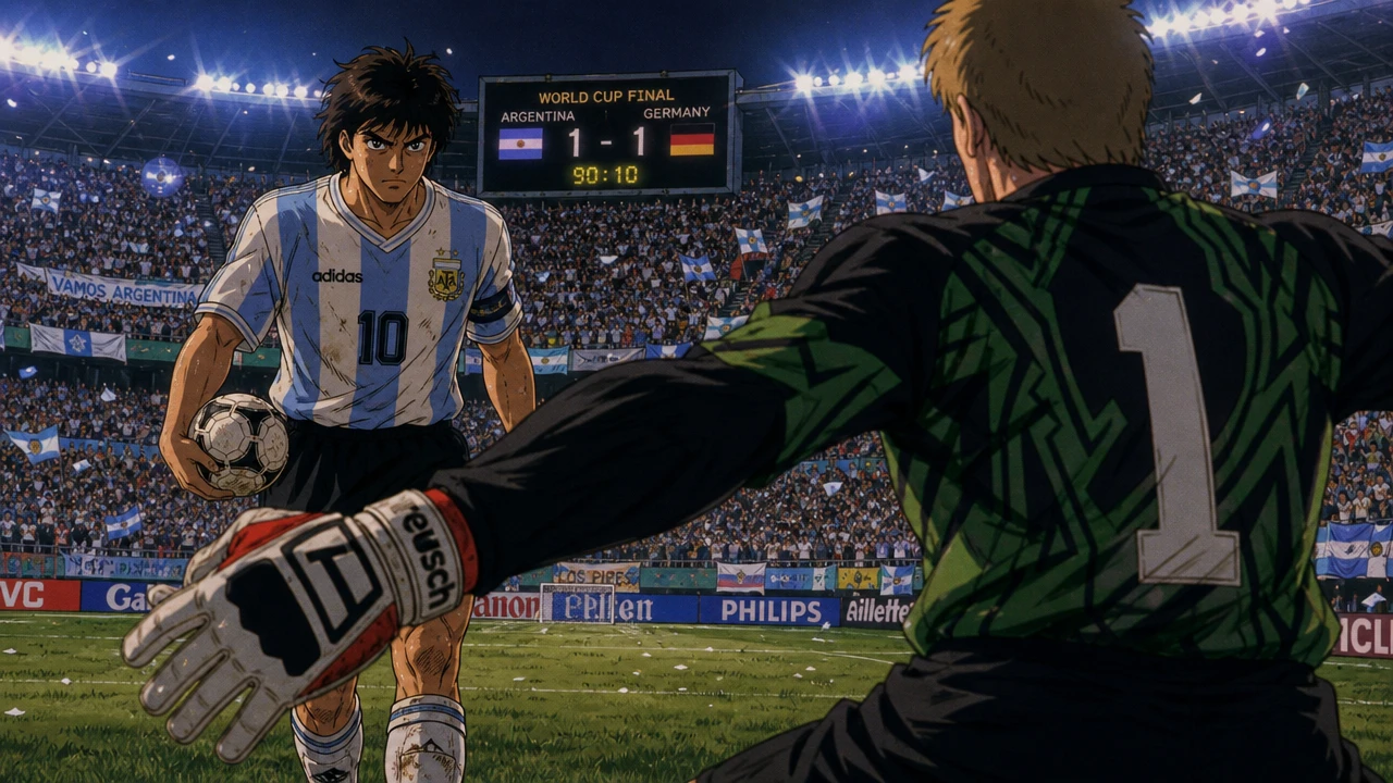 Anime striker facing decisive world cup penalty kick