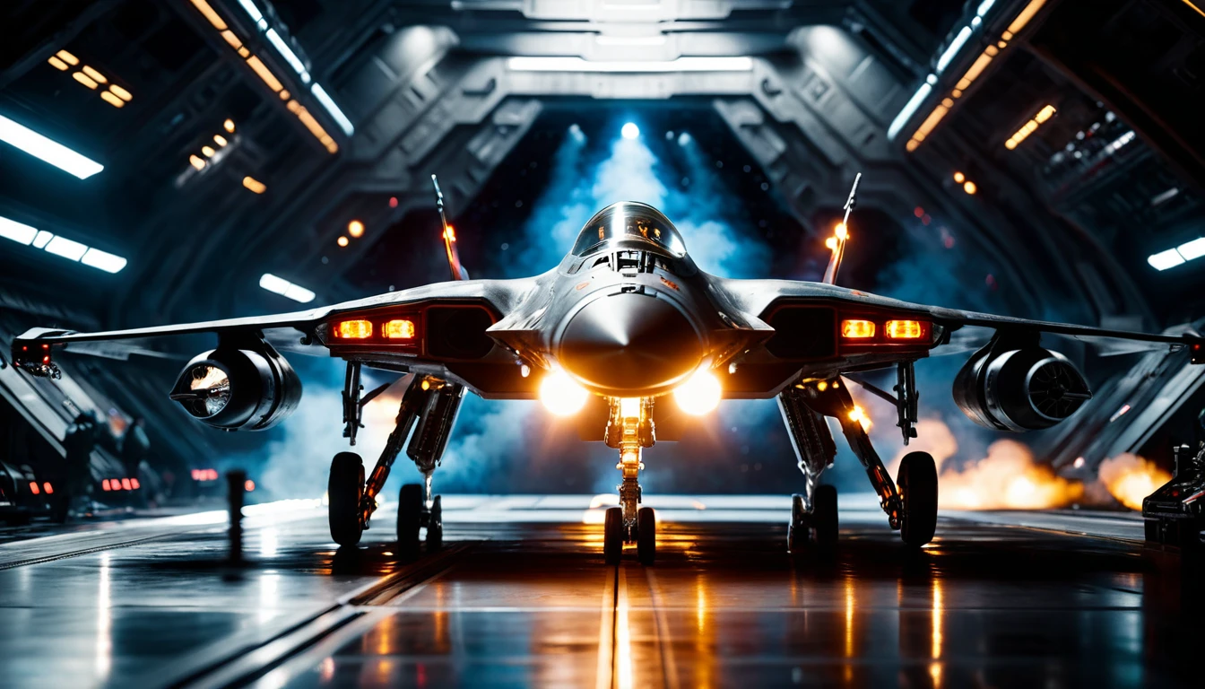 Gigantic space carrier launching squadrons of futuristic starfighters
