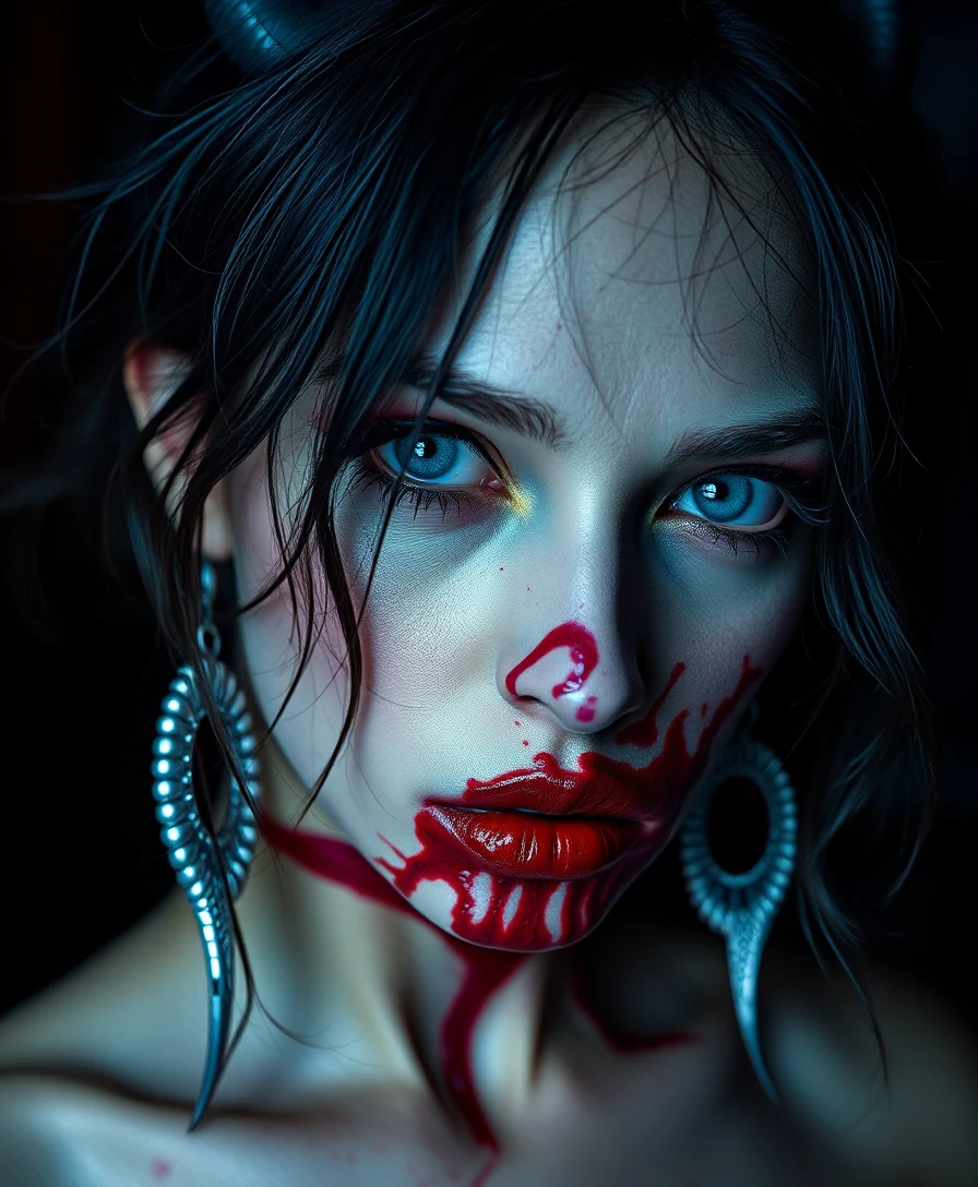 Surreal chaotic female entity in a dreamlike portrait