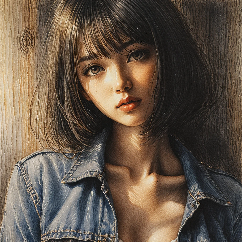 Intense close up portrait of a young asian woman