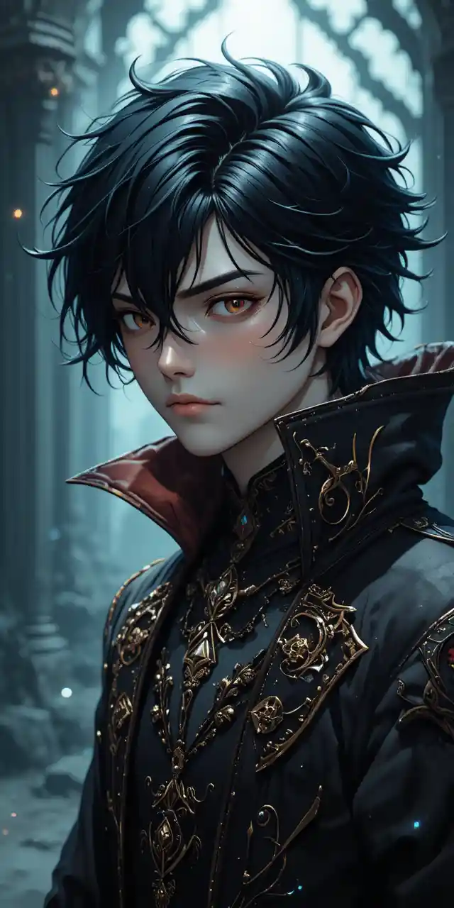 Sorcier des ombres vampire adolescent dans un monde de fantasy anime
