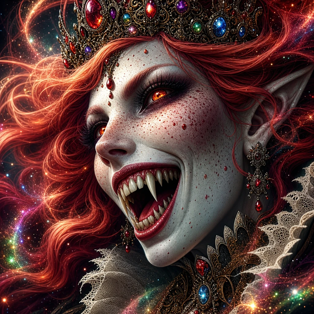 Evil vampire queen close up with swirling magical dust