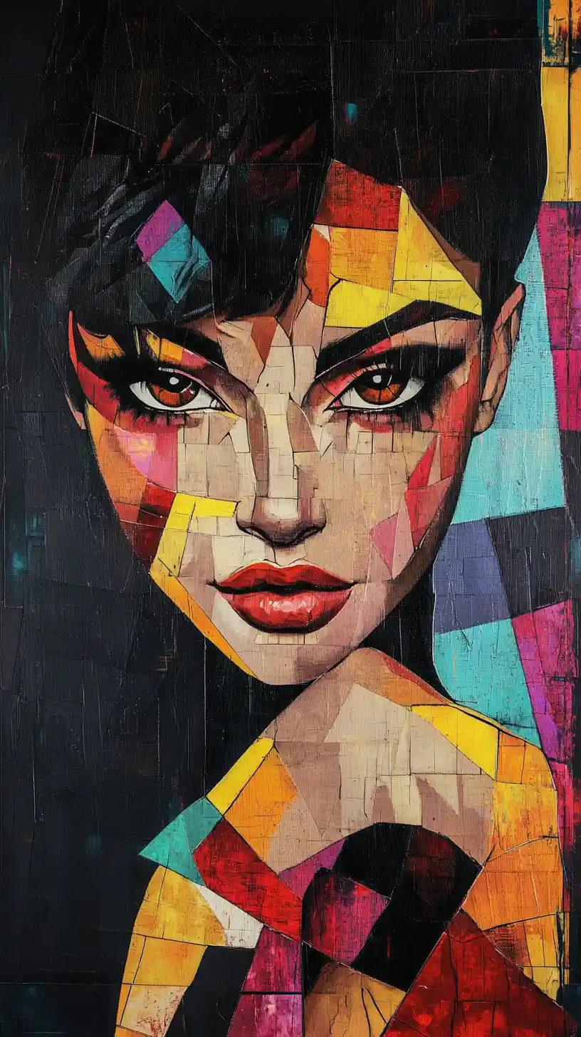 Color blocked pop art portrait of a confident woman
