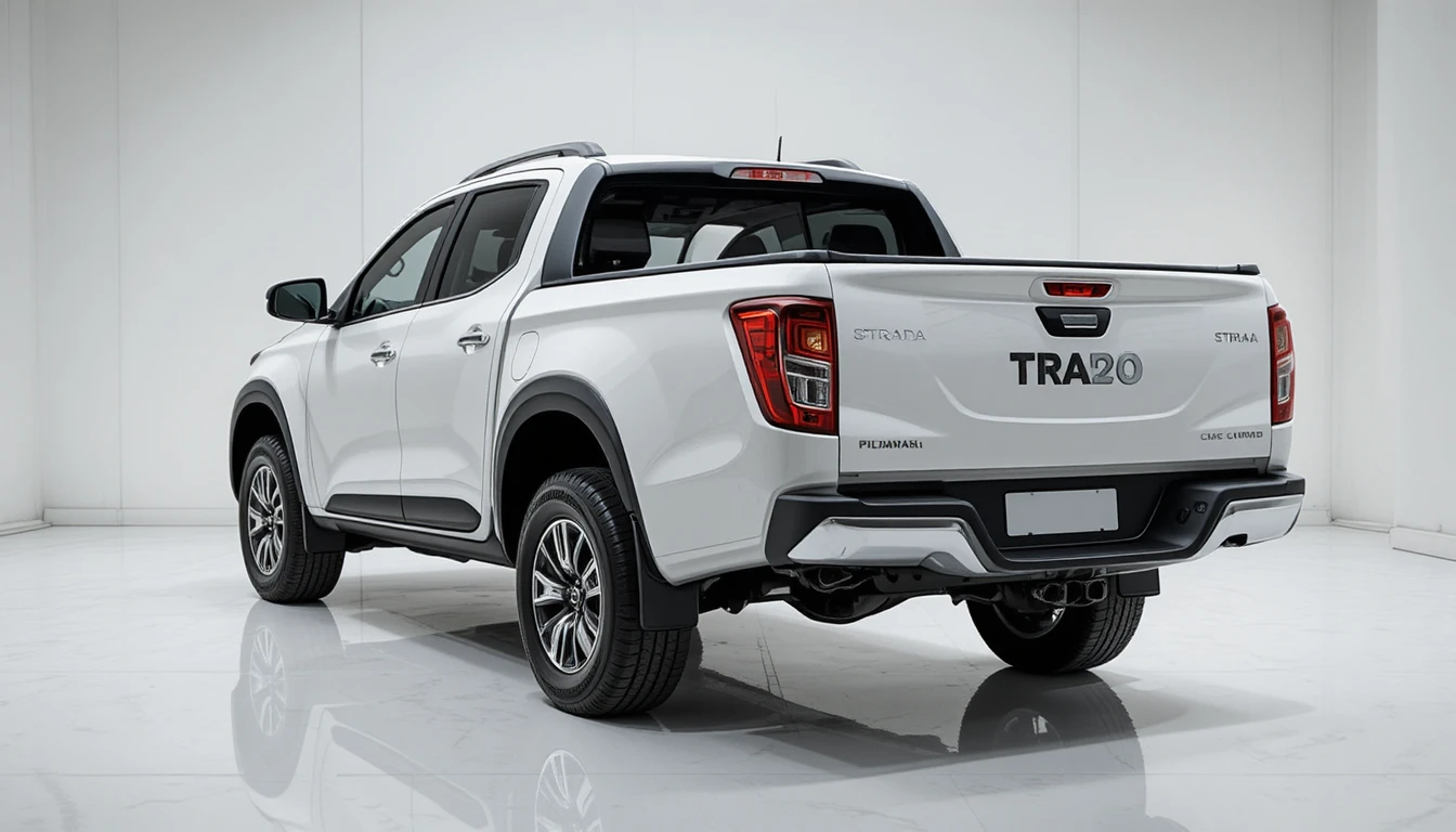 White pickup truck in modern indoor showroom display