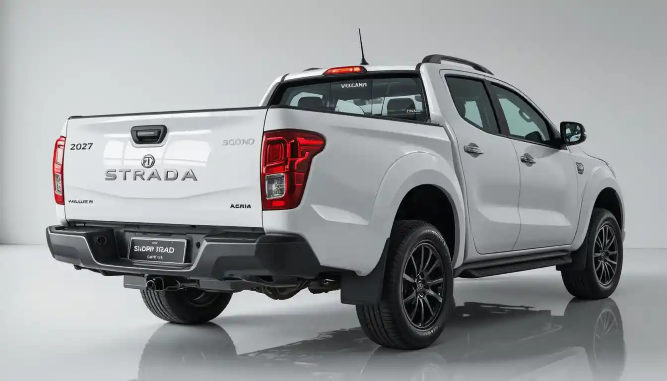 White pickup truck in modern showroom on glossy background