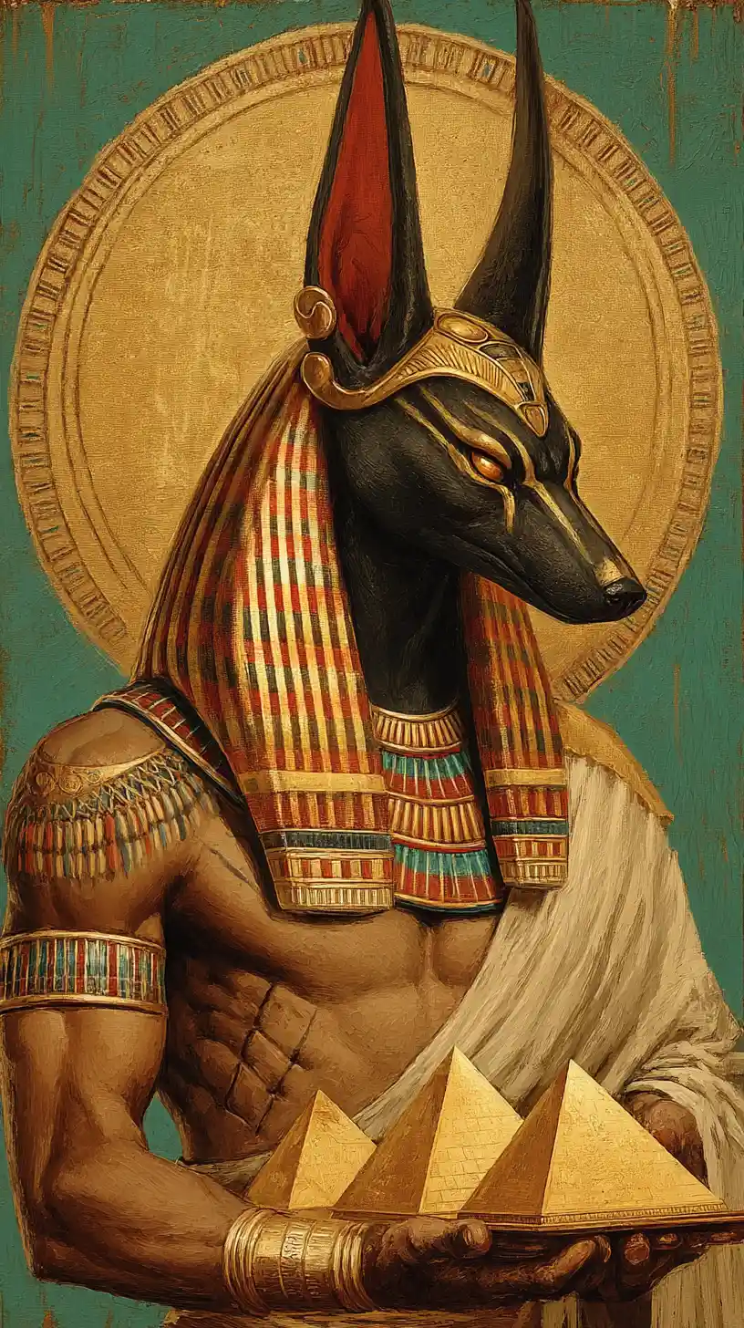 Divine Egyptian warrior under a radiant golden sun