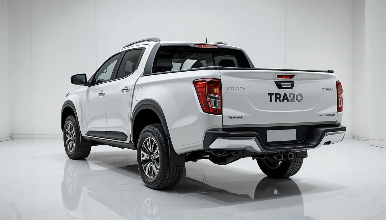 White pickup truck in modern indoor showroom display