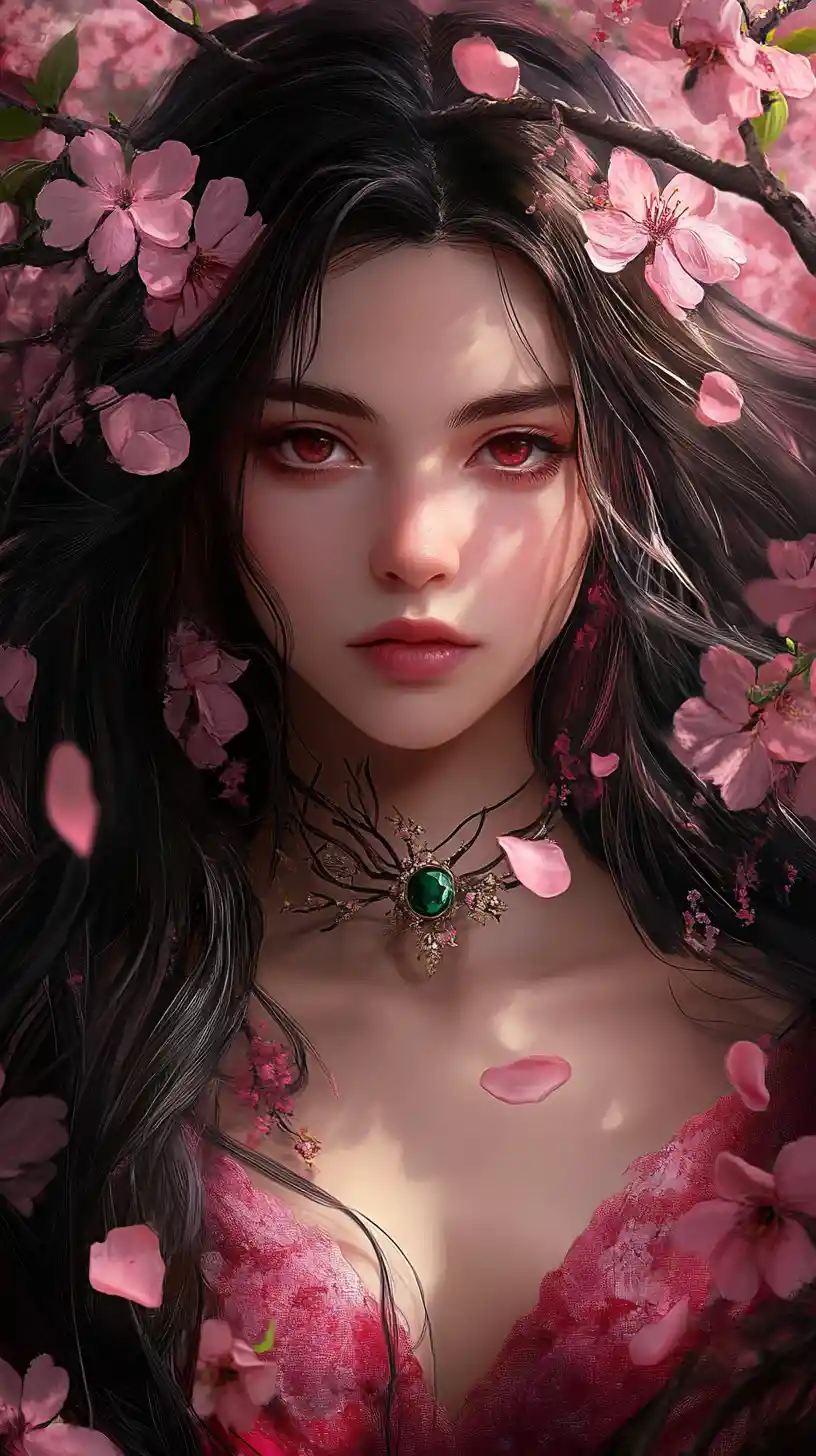 Cherry blossom girl in a dreamy fantasy portrait
