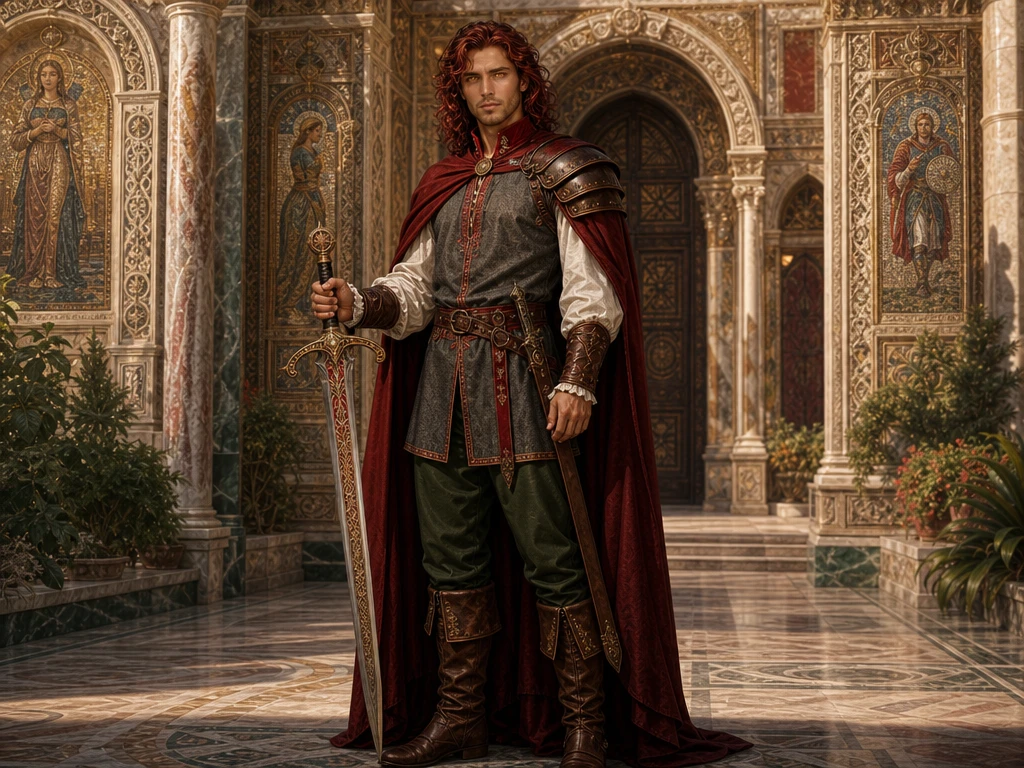 Renaissance full length portrait of a young warrior man